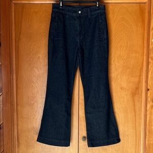 J. Crew Dark Indigo High-waisted Flared Jeans 32”